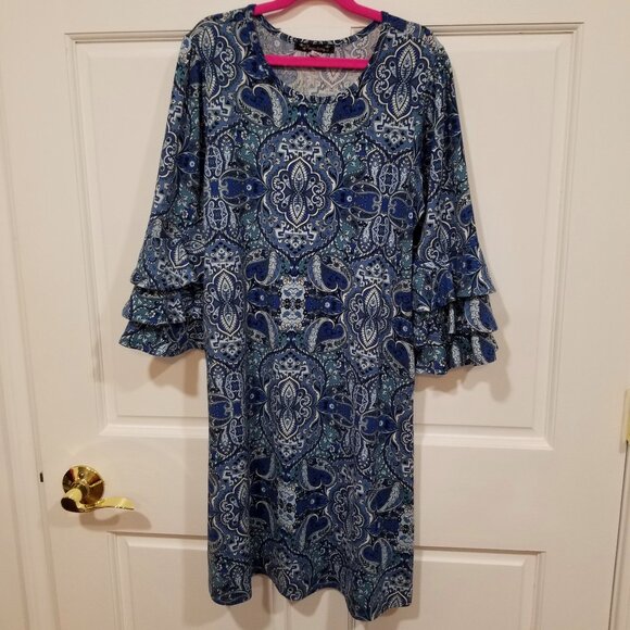 Girls' Xtraordinary Dress with triple ruffle sleeves, Size 16, EUC - Picture 2 of 14